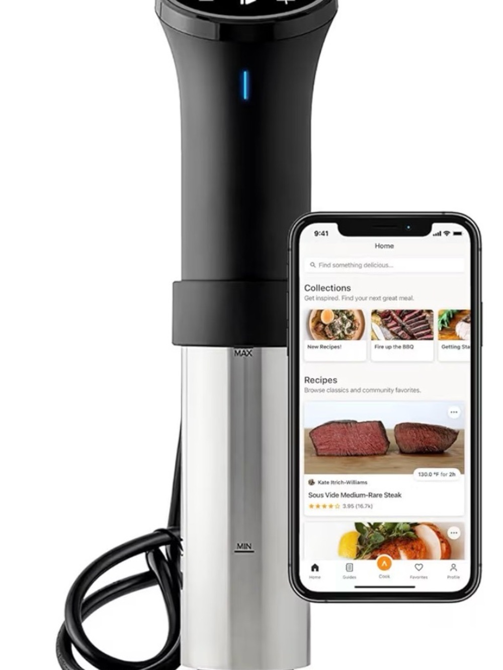 Smart Sous Vide Immersion Circulator in Black and Silver